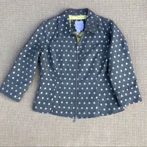 Spanner Zip Polka Dot Dress Jacket Blazer Silver 8